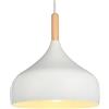 iDEGU Lampadario a Sospensione Retrò 24cm Lampada a Soffitto in Legna Metallo Moderna LED Lampada a Sospensione Stile Scandinavo Plafoniera per Soggiorno Sala da Pranzo Camera da Letto (Bianco)