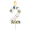 Koboko Candela a forma di giungla selvatica per 2° compleanno, per bambini e bambine, con animali selvatici, decorazione per torta di 2° compleanno, candele di compleanno della giungla, numeri 2, per