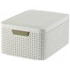 Curver Aspect 205839 - Contenitore Rotin Style con Coperchio di seconda Generazione, in Polipropilene, Colore: Bianco Sporco