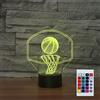 SUPERHONGJIHAO Luce notturna per bambini 3D Shooting Basketball Lampada a LED con telecomando 16 colori che cambiano colore regalo di compleanno per bambini