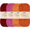 BambooMN JubileeYarn, Filato di cotone e bambù Baby Soft, 4 matasse, 50 g/matassa, tonalità di arancione