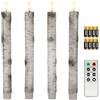 Fanna Set di 4 Candele Led Betulla Coniche con Telecomando e Batterie, Natale Decorazione luminosa Uso Interno H 25 cm