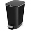 Kis Keter Curver Pattumiera Chic M Nera, Pattumiera a Pedale con Anello Ferma Sacco per Casa e Cucina, Capienza 25 litri, Dimensioni 26.5x40.5x45 cm