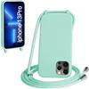 WenBaby Cover Compatible con iPhone 13 Pro,Cellulare Girocollo Custodia con Cordino TPU Corda Silicone Case Bumper per iPhone 13 Pro Custodia, Verde menta piperita