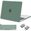 MOSISO Custodia Compatibile con MacBook Pro 13 pollici Cover M2 M1 2025 2024 2023 2022-2016 A2338 A2251 A2289 A2159 A1989 A1708 A1706, Plastica Case Rigida&Copritastiera&Tipo C Adapter, Midnight Green