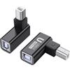 SinLoon Adattatore per stampante USB 2.0 tipo B 90 gradi tipo B maschio a femmina MIDI Extender USB 2.0 per stampante, scanner, mixer, 2 pezzi (nero) (U)