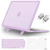 MOSISO Custodia Compatibile con MacBook Air 13 Cover M5 M4 M3 M2 2026 2025-2022 A3449 A3240 A3113 A2681,display 13,6'' Case Servizio Pesante Staffa Piega&Copritastiera&Pellicola&Tipo C, Viola