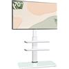 AOKCOS Supporto TV per televisori da 32-70 pollici, piatto e curvo, supporto TV da terra altezza 1350mm, altezza regolabile, orientabile, inclinabile, con 3 ripiani, Max. VESA 400x400mm fino a 40kg