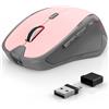 Azmall Mouse ergonomico senza fili per computer portatile/PC/MacBook/iPad, 2,4 GHz e Bluetooth Ufficio Muto mouse wireless 1600 DPI (Mouse wireless silenzioso, Rosa)