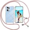 ISOI Cover con Cordino per Oppo Find X5 Pro, Custodia Trasparente con Collana Tracolla Laccio Collo Ultra Sottile Morbido TPU Silicone Antiurto AntiGraffio Antiscivolo Case, Rosa