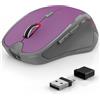 Azmall Mouse ergonomico senza fili per computer portatile/PC/MacBook/iPad, 2,4 GHz e Bluetooth Ufficio Muto mouse wireless 1600 DPI (Mouse wireless silenzioso, Viola)