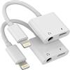 zoyuzan Adattatore Cuffie 3,5 mm per Apple iphone 14 13 12 11 Pro Max 7 8 Plus X SE XS XR per iPad Air (2 Pack) 2in1 Cavo Aux Auricolari Caricabatterie Sdoppiatore Lightning Jack Cuffiette Ricarica Accessori