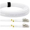 Elfcam® - Cavo a fibra ottica (Jarretiere Optique) LC/UPC a LC/UPC OM3 Multimode Duplex 50/125um LSZH, Couleur Blanc (2M)