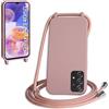 WenBaby Cover Compatible con Samsung Galaxy A24 4G/5G,Cellulare Girocollo Custodia con Cordino TPU Corda Silicone Case Bumper per Samsung Galaxy A24 4G/5G Custodia, Rosa sabbia
