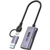 Ailah Scheda di Acquisizione Video HDMI a USB 3.0 Tipo A e Tipo C, Ingresso 4K, Acquisizione 1080P 60 FPS, Bassa Latenza, Compatibile con Switch, PS5, Xbox, PC e OBS