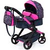 Bayer Design 17080AA Passeggino per bambole Xeo, carrozzina, manubrio regolabile in altezza e girevole, convertibile, borsa
