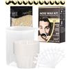 LEAZZLE Kit di Cera per la Depilazione del Naso - Kit Originale per Uomini con 100g di Cera, 20 Applicatori con Punta Sicura, 10 Contenitori e 10 Modelli per Baffi