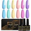 Shining She Smalto Semipermanente Pastello, 6 Colori Macaron Rosa Blu Verde Menta Viola Giallo Burro Smalto Semipermanente Unghie Soak-Off UV/LED Regalo per Salone di Manicure DIY a Casa, 8ML