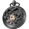 Tiong Vintage Unique Hollow Mechanical Steampunk Pocket Watch with Chain Skeleton Roman Numerals Pocket Watches for Men Gifts & Box