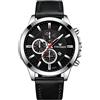 JewelryWe Orologio da uomo rotondo analogico al quarzo sub-quadrante orologio calendario cinturino in pelle nera orologio da polso casual, Kl574p Sweatshirt - Bambini