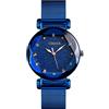 TONSHEN Donna Orologio Acciaio Inossidabile Cristallo Poligonale Cielo Stellato Comporre Puntatore Luminoso Orologi da Polso (Blu)