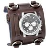 JewelryWe Orologio da Polso Uomo Ragazzi Quadrante Nero/Marrone Bracciale Marron/Nero in Pelle Larga Multi Stili