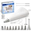 SURUS EQUIPMENT Sac à Poche Riutilizzabile Professionale in Cotone Extra Resistente Set con 10 Beccucci in Acciaio Inox 304 + 2 Spazzole Ideale per Torte e Cupcake