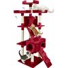 AQPET Tiragraffi XXL 170cm per Gatti con Cuccia, Albero Gioco Multifunzionale e Parco Giochi Completo, colore Rosso