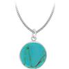 Tuscany Silver Collana con pendente tondo in turchese su catena grumetta da 46 cm in argento sterling 925
