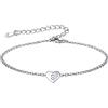 FOCALOOK Bracciale Donna Argento 925 Bracciale Cuore Iniziale S Bracciale Argento Lettera Bracciale con Iniziale S Bracciale Donna Cuore con La S Regalo per Mamma Bambina