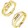 Josfeva Anello ansia in argento 925 con 2 anelli in argento sterling 925 antistress regolabili aperti ansia anello girevole con perline anello di decompressione unisex, En storlek, Argento sterling