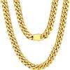U7 Collana uomo oro a catena cubana da 9mm catena acciaio uomo grossa placcato oro 14K collane cubana miami girocollo acciaio inossidabile lunghezza 46cm confezione regalo