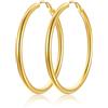 FindChic Orecchini Cerchio Oro in Acciaio Inossidabile Orecchini Cerchio Donna a Cerchio Grande 80mm Placcato Oro Regalo per Donna
