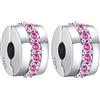 Doyafer 925 Sterling Silver Charms Clips Set Pink 5a Zircon Bracciale Bead Clip 2 per confezione