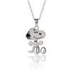 Peanuts Collana Snoopy donna con licenza ufficiale, collana placcata in argento da 45cm con ciondolo Snoopy in pavé 3D, regalo Snoopy