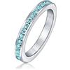 Bling Jewelry Anello Eternity Impilabile Con Zirconia Cubica Blu Acqua E CZ Incassati Per Donna Simulato Acquamarina In Argento Sterling .925