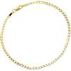 forme di Lucchetta - Braccialetto Oro Regolabile fino a 19cm - Oro Vero Giallo 14 kt Grumetta Effetto Diamantato 2mm, Abbinabile ai Charm