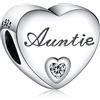 Doyafer 925 Sterling Silver Charms Zia 5a Zircon Charm A Forma Di Cuore Gioielli Adatti Braccialetti Da Donna Collane Per La Famiglia