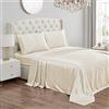Juicy Couture Set di lenzuola in raso per letto matrimoniale XL, con tasca profonda, 1 lenzuolo con angoli, 1 lenzuolo piano e 1 federa, resistente alle pieghe e anti pelucchi, colore avorio