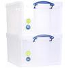 Really Useful Box Really Useful - Scatola portaoggetti in plastica, 42 litri, confezione da 2, colore: Trasparente
