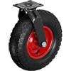Relaxdays Ruota Girevole Pneumatico 3.00-4, Portata 120 kg, Piastra da avvitare, Nero/Rosso, 39x30x34 cm