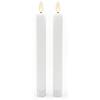 Relaxdays Candele LED a stelo, set 2 pz, HxD: 25 x 2 cm, rigate, bianco | Fiamma tremolante, in vera cera