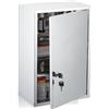 Relaxdays Armadietto Pronto Soccorso Medicinali, Cassetta Medicine con Chiave, HLP: 45x30x18 cm, Acciaio Inox, Argenato