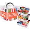 Avilia Kit Ricamo Completo - 150 Fili Colorati Già Avvolti - Organizer 3 Livelli 6 Scomparti - Aghi, Infila Aghi, Accessori Punto Croce Inclusi - Set DIY Braccialetti Amicizia Adulti e Bambini