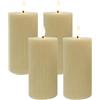 Relaxdays Candele LED, set da 4, HxD: 18 x 7,5 cm, fiamma tremolante, in cera vera, con scanalature, senza fiamma, beige
