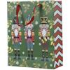 Decoris Giftbag Paper Rectangle Glitter Nutcrackers with Handle Fsc 100% Decoration:Nutcrackers_L12.00-W30.00-H42.00 cm, verde, Medium