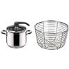 Lagostina Briosa Lagoeasy'Up Pentola a Pressione, 7 L, Acciaio Inox 18/10 & Cestello in filo, Accessorio per Pentola a Pressione capacità 7/9 Litri, Acciaio Inox, Diametro 19 cm