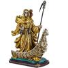 DRW Figura Santa Morte Dorata in piedi su Barca in Resina Dipinta a Mano 23x10x31 cm