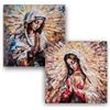 DRW Set 2 quadri Quadro Madonna in preghiera stile mosaico geometrico con cornice dorata 80x2x82 cm