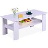 Relaxdays Tavolino Relaxdays, HLP: 53,5x100x50 cm, tavolino da Soggiorno con ripiano Inferiore, tavolino Moderno, Bianco